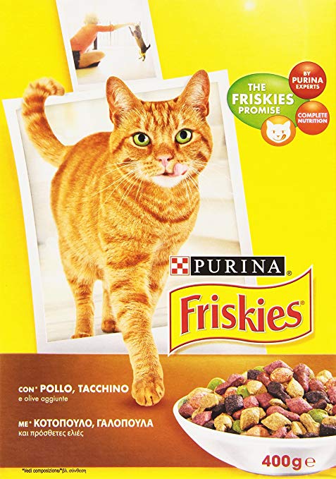 friskies crunchies chicken/turkey/olive gr.400